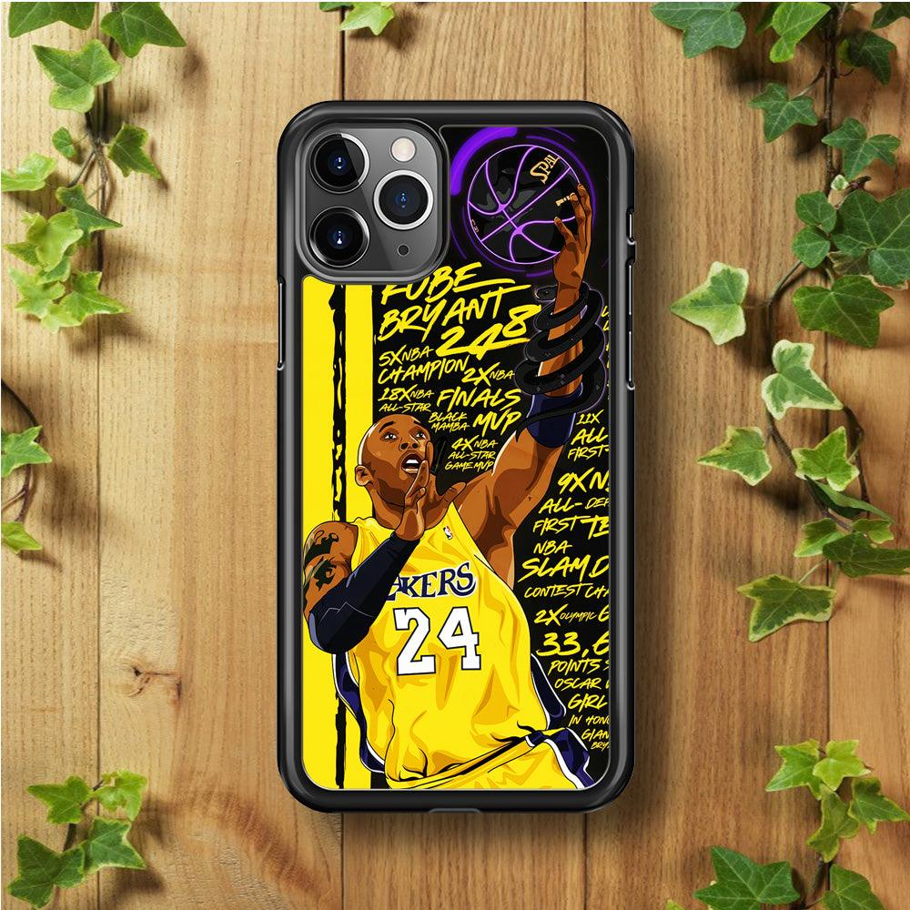 Kobe Bryant Lakers NBA iPhone 11 Pro Case-Rubber / Black (2D Case)-Xtracase