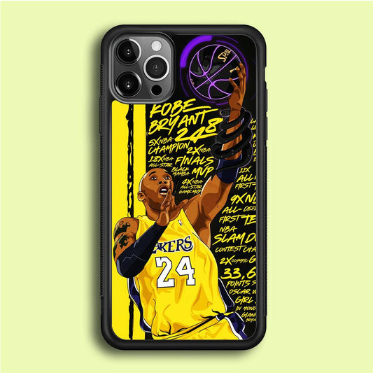 Kobe Bryant Lakers NBA iPhone 12 Pro Case-Rubber / Black (2D Case)-Xtracase