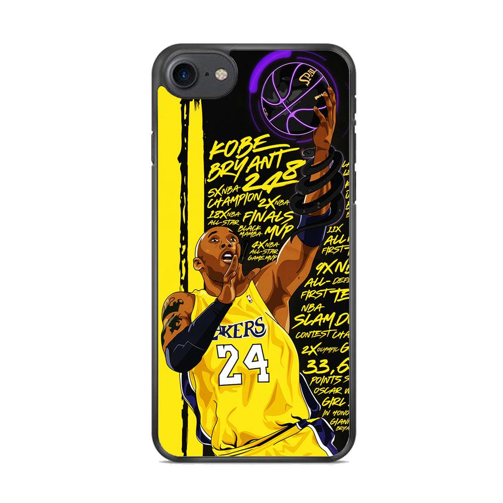 Kobe Bryant Lakers NBA iPhone 8 Case-Rubber / Black (2D Case)-Xtracase