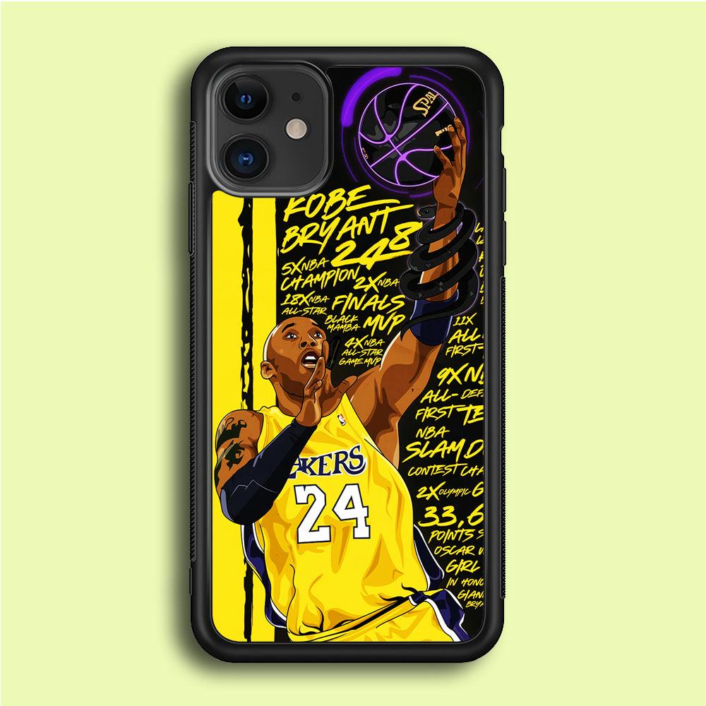 Kobe Bryant Lakers NBA iPhone 12 Mini Case-Rubber / Black (2D Case)-Xtracase