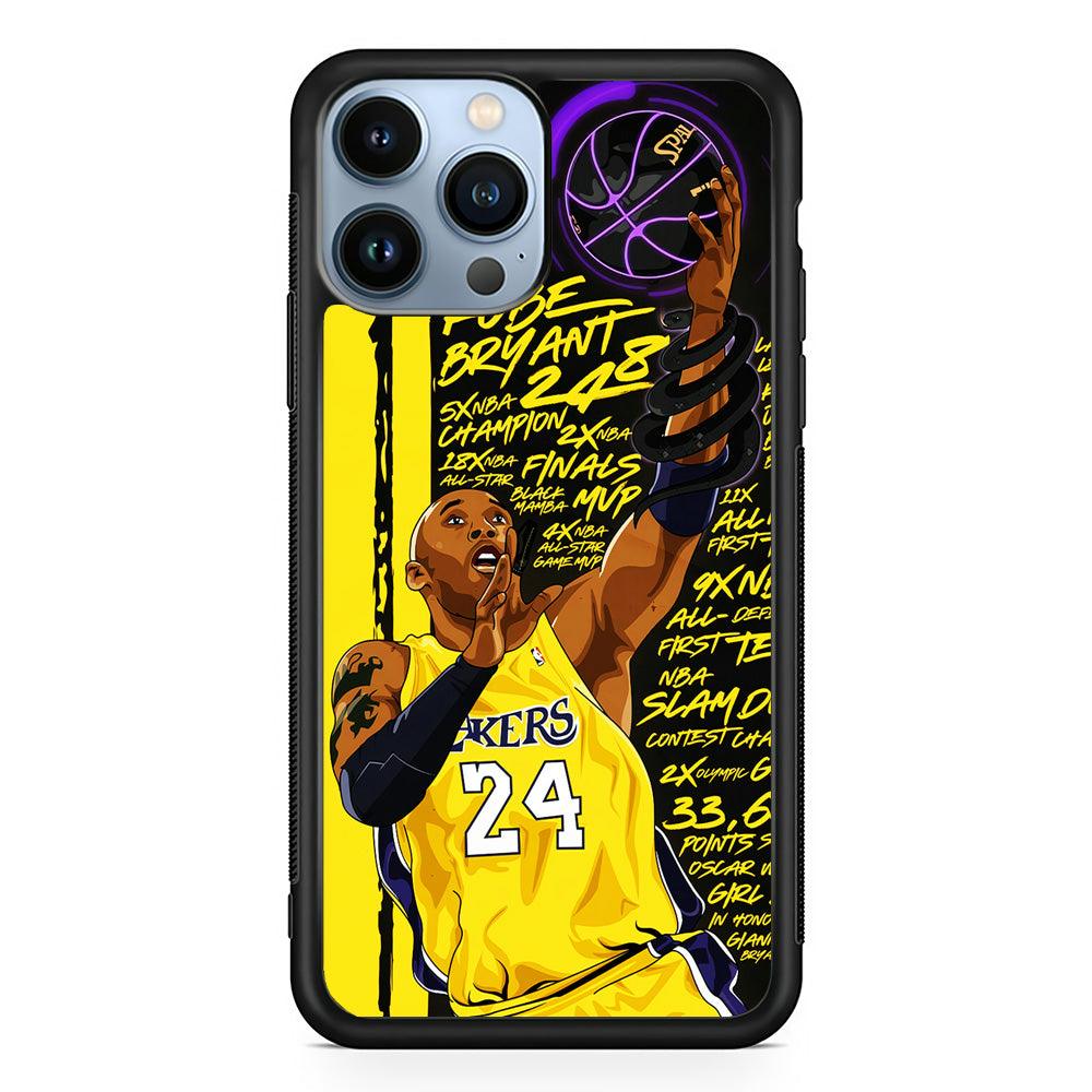 Kobe Bryant Lakers NBA iPhone 13 Pro Max Case-Rubber / Black (2D Case)-Xtracase