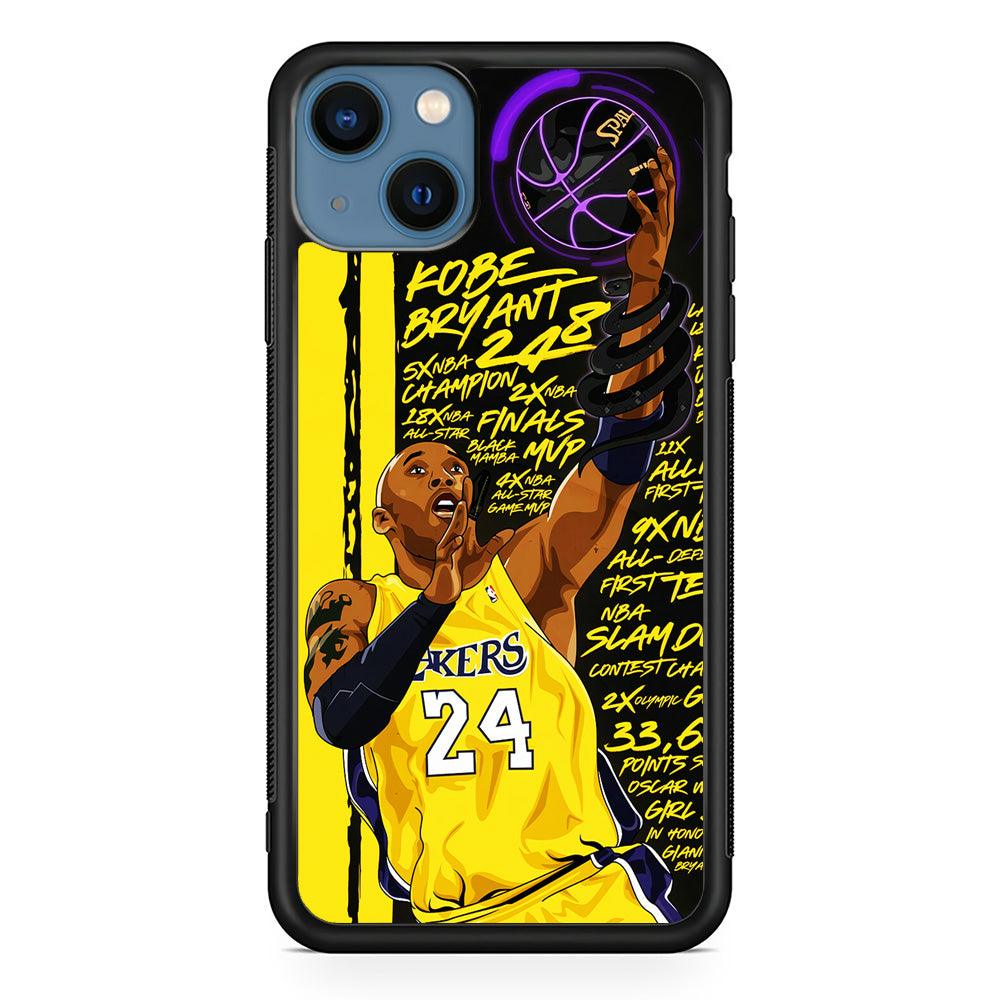 Kobe Bryant Lakers NBA iPhone 13 Mini Case-Rubber / Black (2D Case)-Xtracase