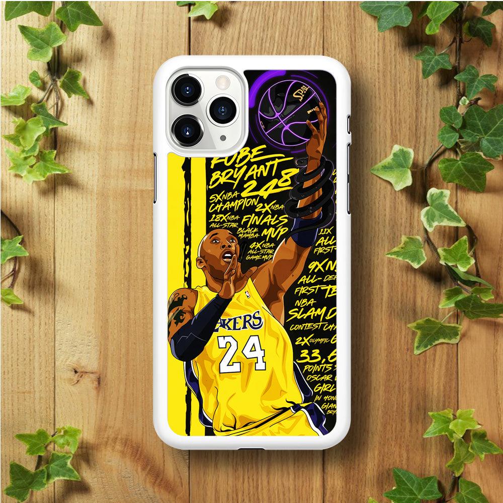 Kobe Bryant Lakers NBA iPhone 11 Pro Case-Rubber / White (2D Case)-Xtracase