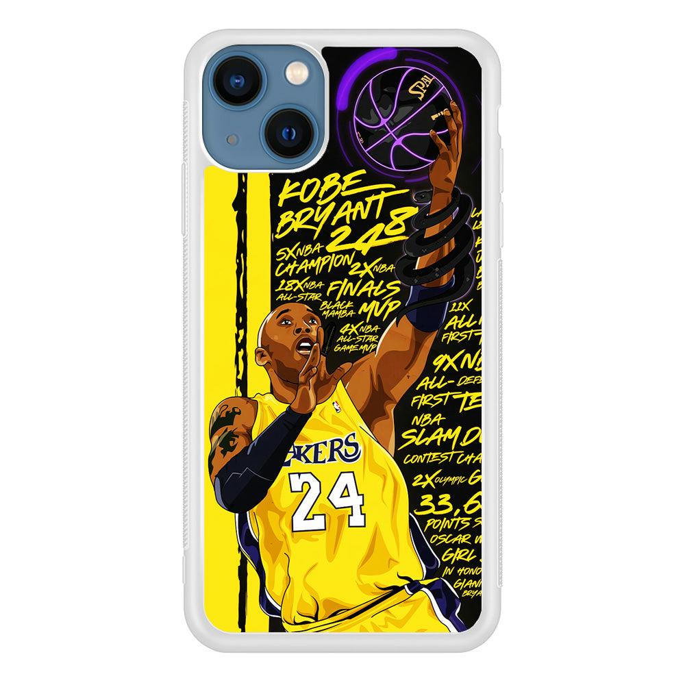 Kobe Bryant Lakers NBA iPhone 13 Mini Case-Rubber / White (2D Case)-Xtracase