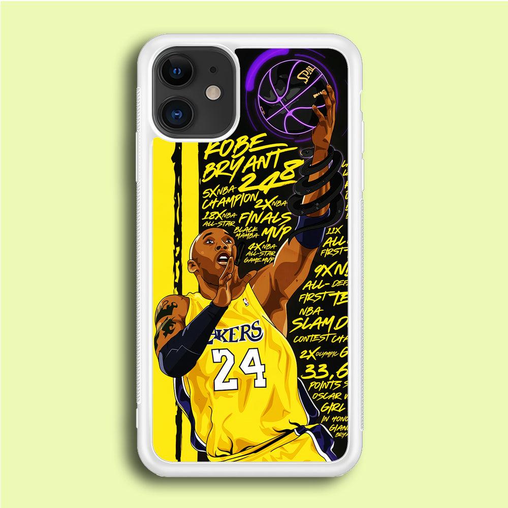 Kobe Bryant Lakers NBA iPhone 12 Case-Rubber / White (2D Case)-Xtracase