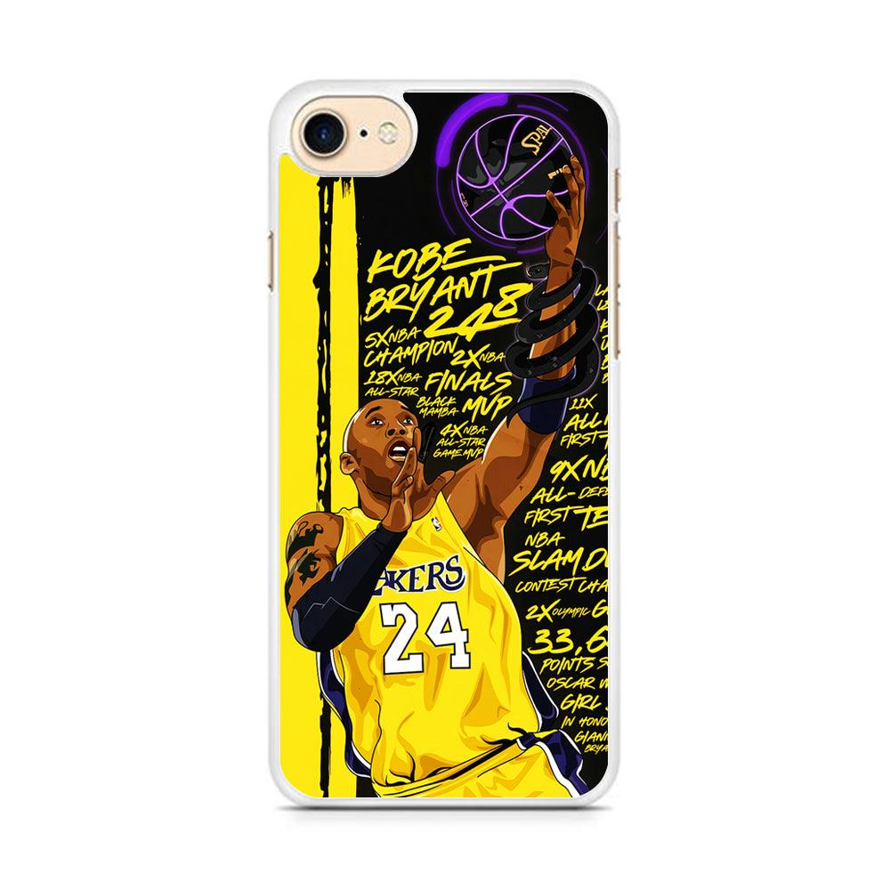 Kobe Bryant Lakers NBA iPhone 8 Case-Rubber / White (2D Case)-Xtracase