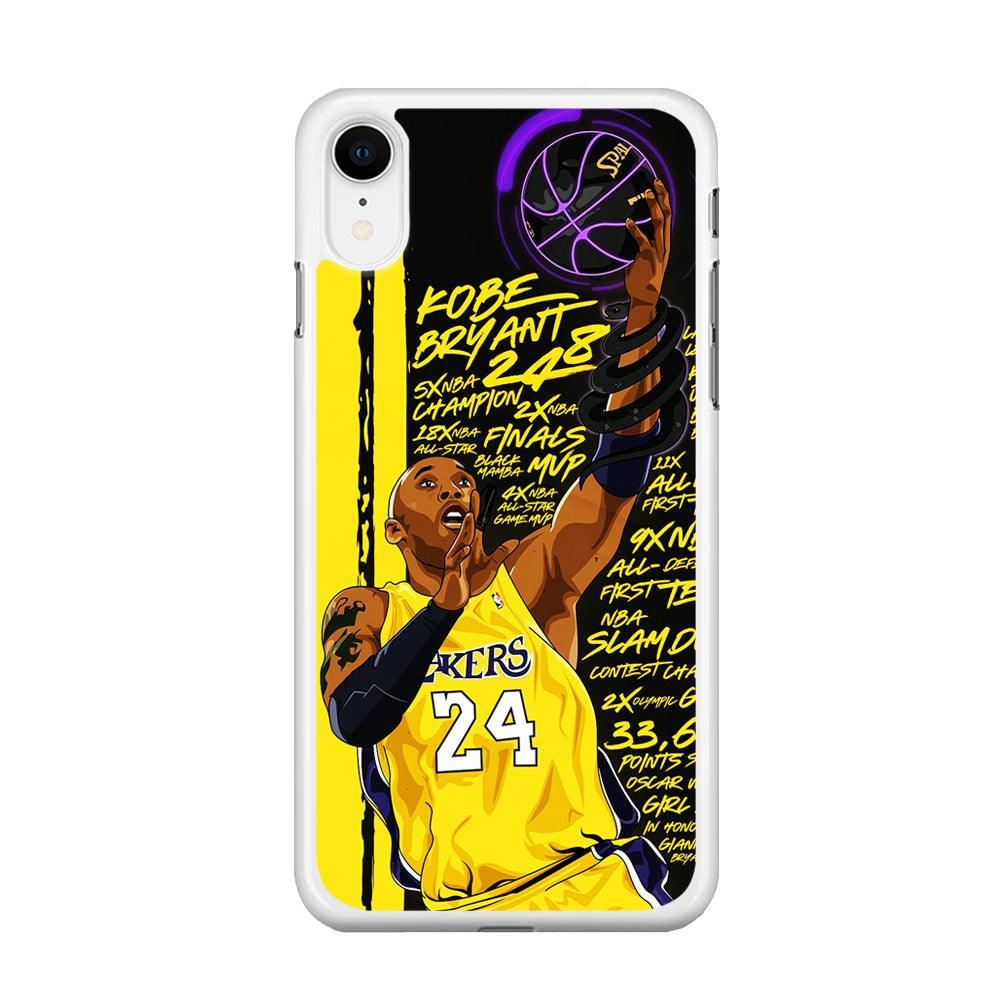 Kobe Bryant Lakers NBA iPhone XR Case-Rubber / White (2D Case)-Xtracase