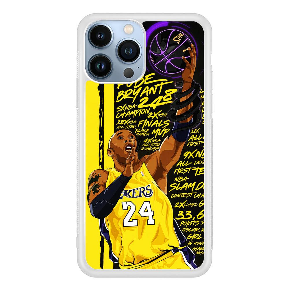 Kobe Bryant Lakers NBA iPhone 13 Pro Max Case-Rubber / White (2D Case)-Xtracase