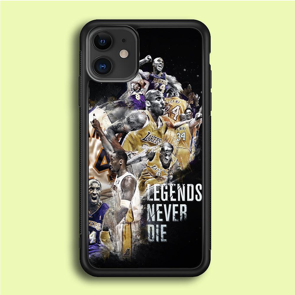 Kobe Bryant Legends Never Die iPhone 12 Case-Rubber / Black (2D Case)-Xtracase