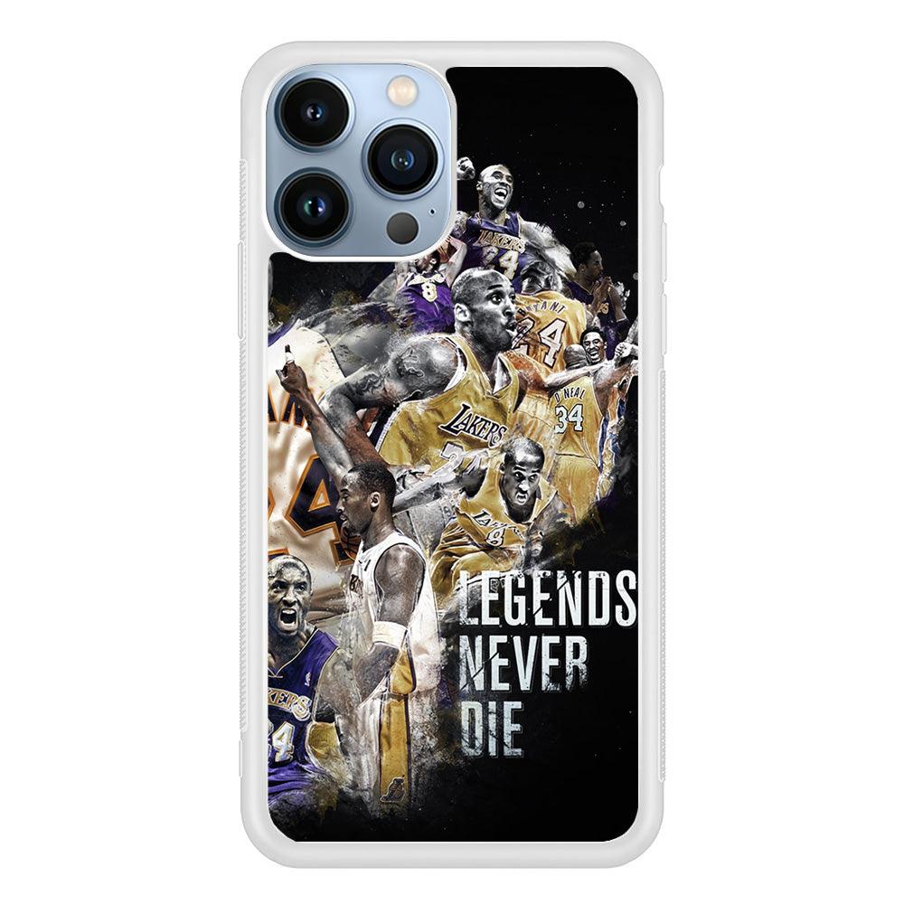 Kobe Bryant Legends Never Die iPhone 13 Pro Max Case-Rubber / White (2D Case)-Xtracase