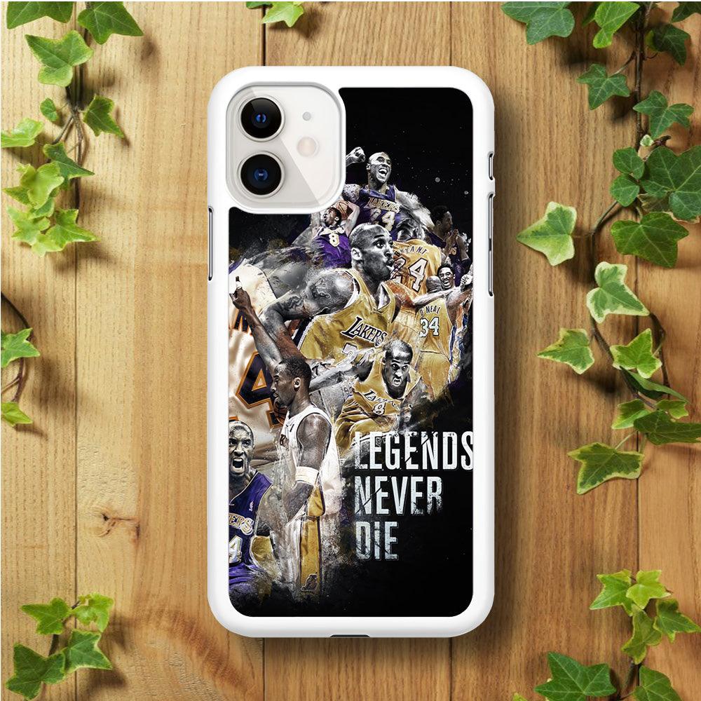 Kobe Bryant Legends Never Die iPhone 11 Case-Rubber / White (2D Case)-Xtracase