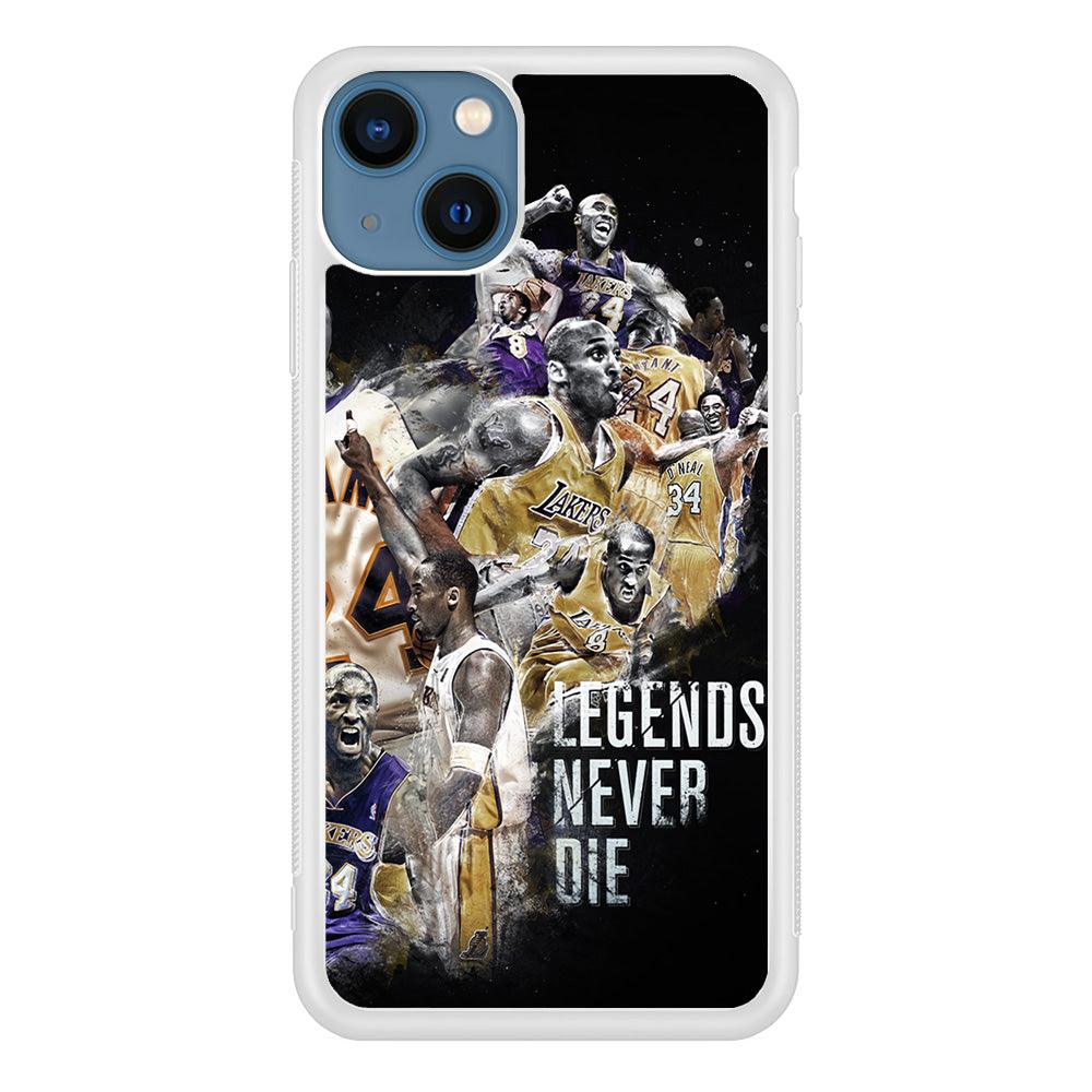 Kobe Bryant Legends Never Die iPhone 13 Mini Case-Rubber / White (2D Case)-Xtracase