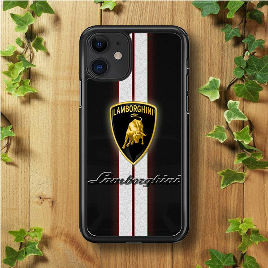 Lamborghini Logo White Stripe iPhone 11 Case-Xtracase