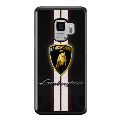 Lamborghini Logo White Stripe Samsung Galaxy S9 Case-Plastic / Full Wrap (3D Case)-Xtracase