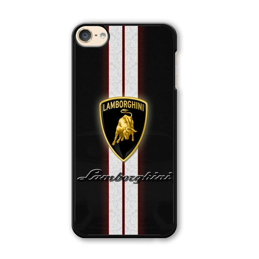 Lamborghini Logo White Stripe iPod Touch 6 Case-Plastic / Full Wrap (3D Case)-Xtracase