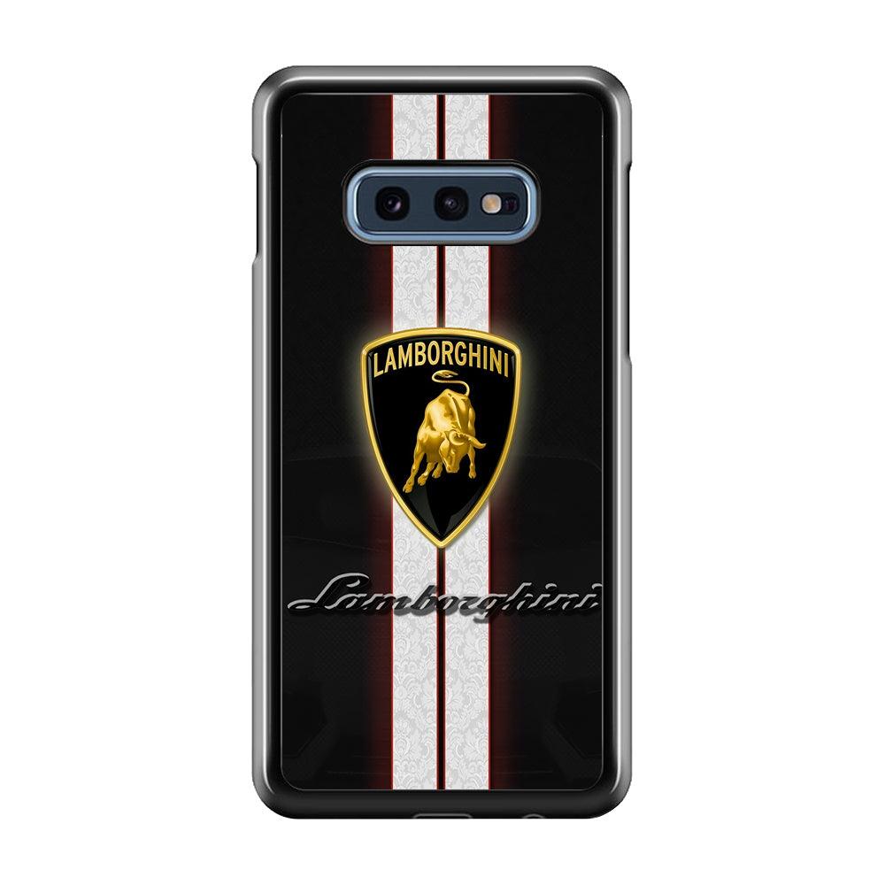 Lamborghini Logo White Stripe Samsung Galaxy S10E Case-Plastic / Full Wrap (3D Case)-Xtracase