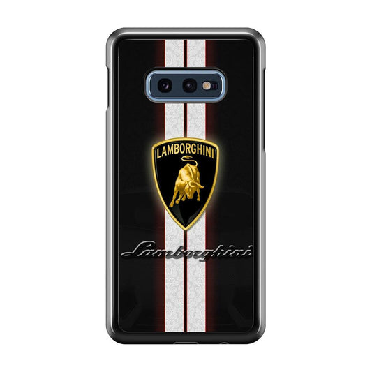 Lamborghini Logo White Stripe Samsung Galaxy S10E Case-Plastic / Full Wrap (3D Case)-Xtracase