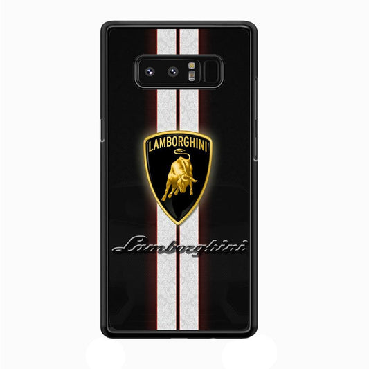 Lamborghini Logo White Stripe Samsung Galaxy Note 8 Case-Plastic / Full Wrap (3D Case)-Xtracase