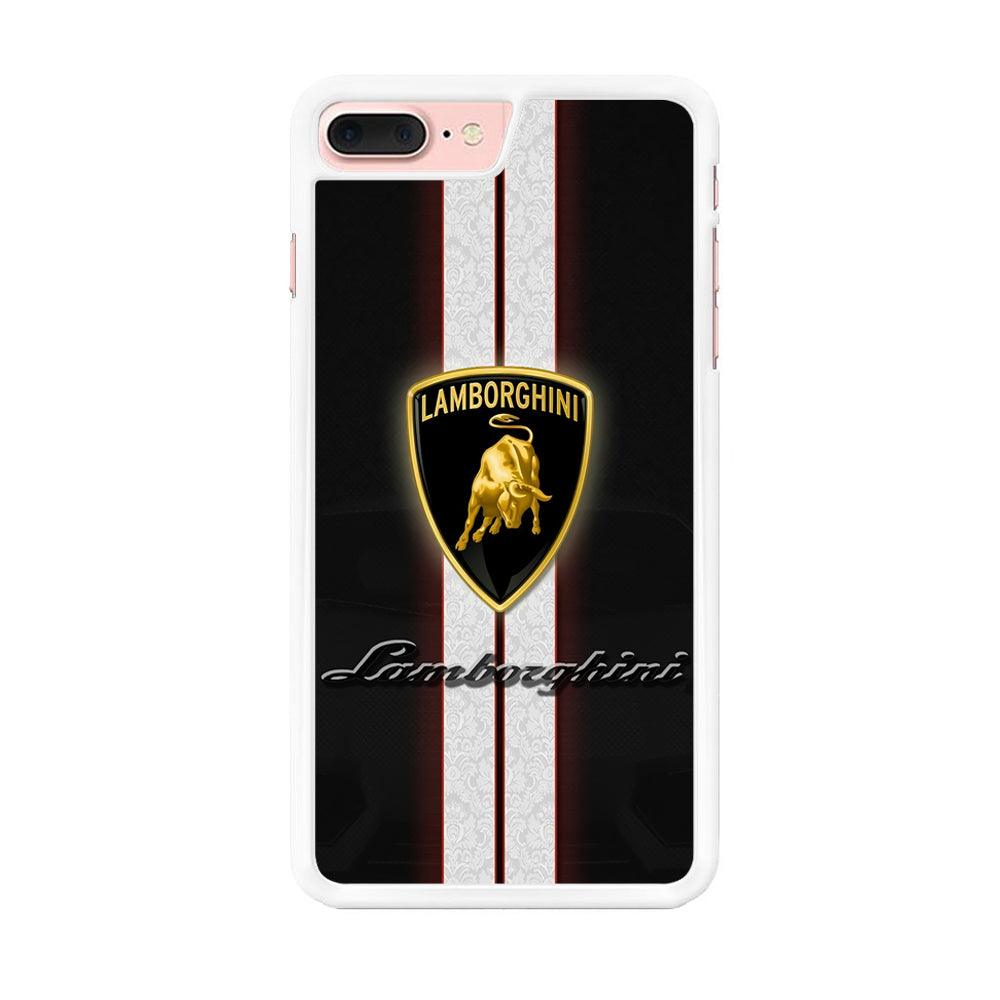 Lamborghini Logo White Stripe iPhone 8 Plus Case-Rubber / White (2D Case)-Xtracase
