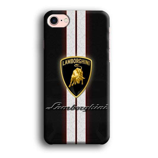 Lamborghini Logo White Stripe iPhone 8 Case-Plastic / Full Wrap (3D Case)-Xtracase
