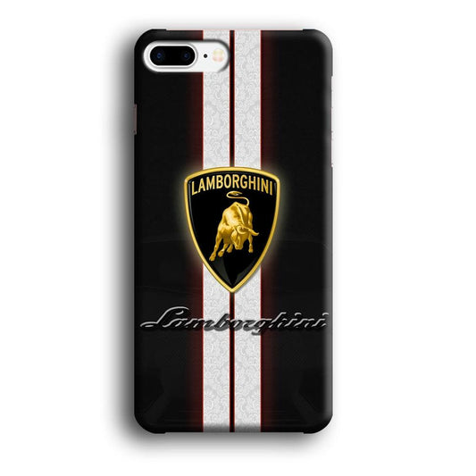 Lamborghini Logo White Stripe iPhone 7 Plus Case-Plastic / Full Wrap (3D Case)-Xtracase