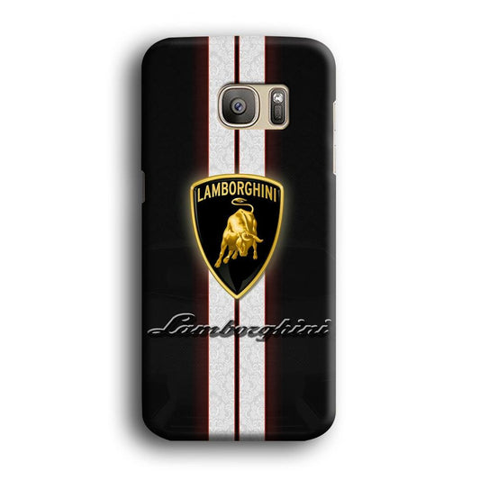 Lamborghini Logo White Stripe Samsung Galaxy S7 Edge Case-Plastic / Full Wrap (3D Case)-Xtracase