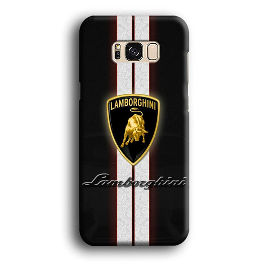 Lamborghini Logo White Stripe Samsung Galaxy S8 Case-Plastic / Full Wrap (3D Case)-Xtracase
