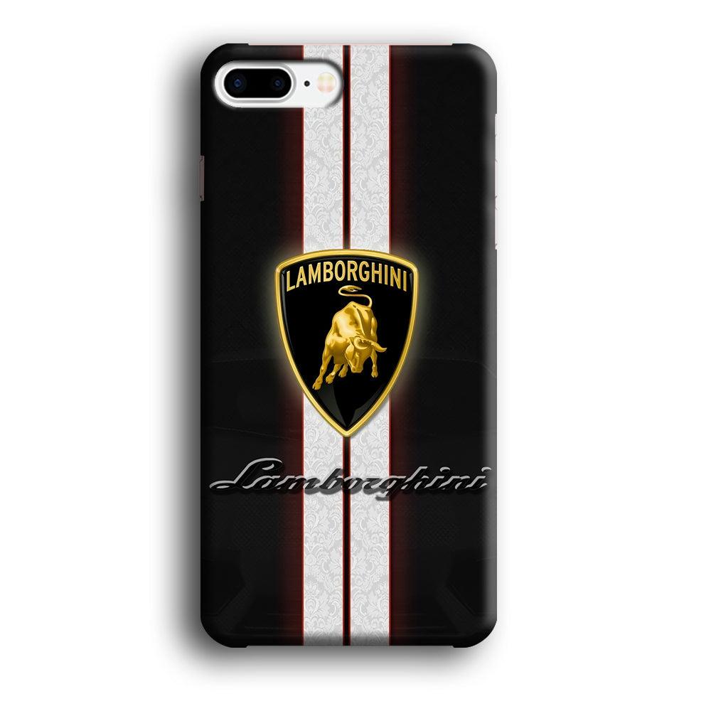 Lamborghini Logo White Stripe iPhone 8 Plus Case-Plastic / Full Wrap (3D Case)-Xtracase
