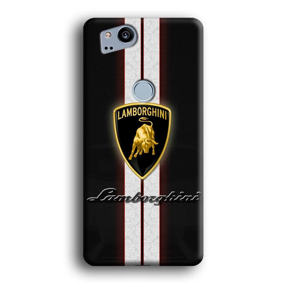 Lamborghini Logo White Stripe Google Pixel 2 3D Case-Xtracase