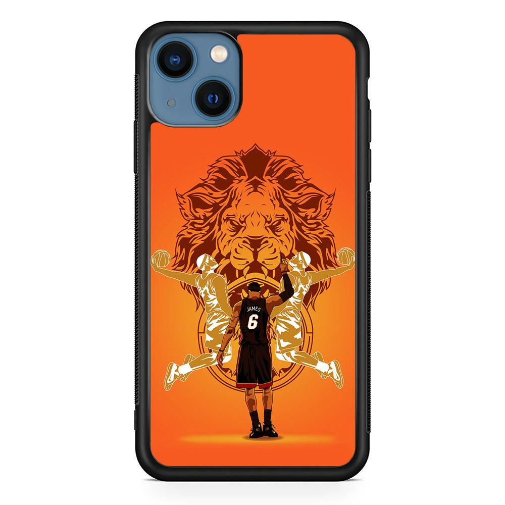 Lebron James Lion Logo iPhone 13 Mini Case-Rubber / Black (2D Case)-Xtracase