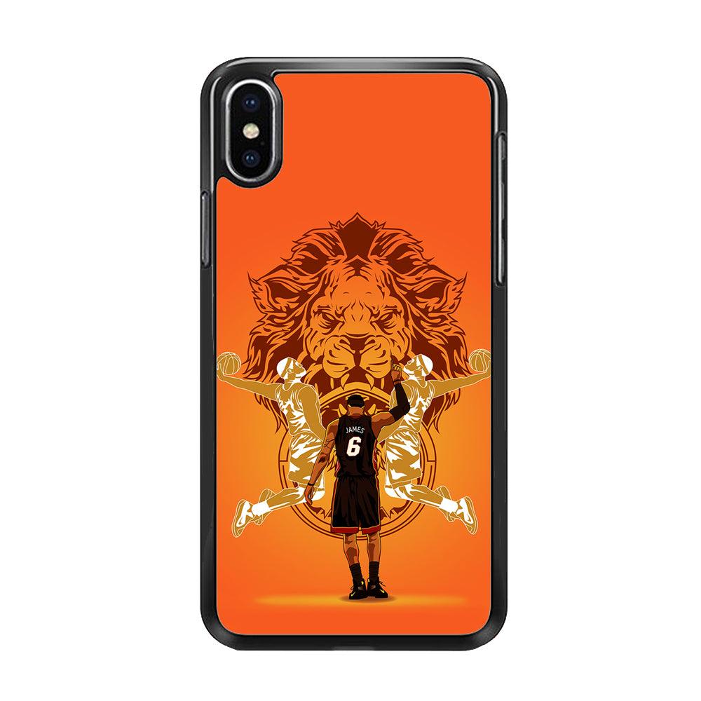 Lebron James Lion Logo iPhone Xs Case-Rubber / Black (2D Case)-Xtracase