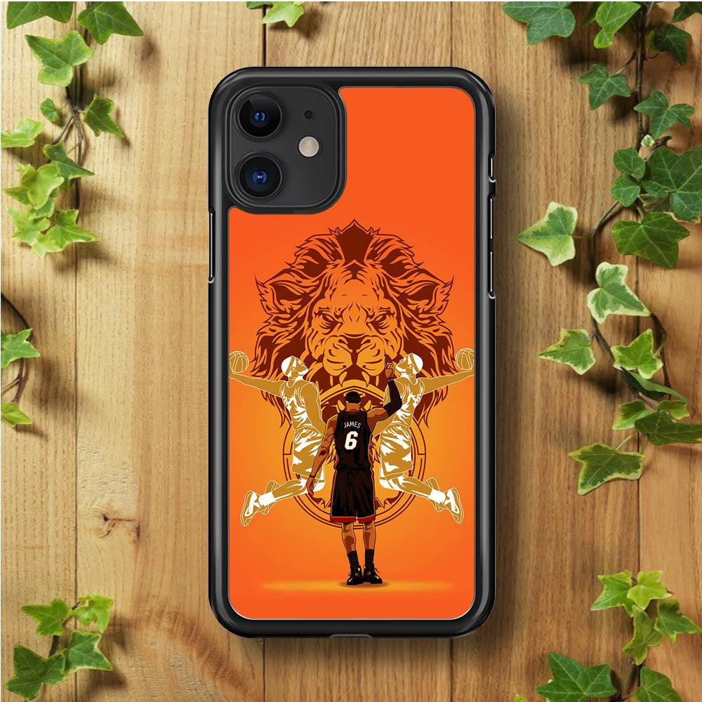 Lebron James Lion Logo iPhone 11 Case-Rubber / Black (2D Case)-Xtracase