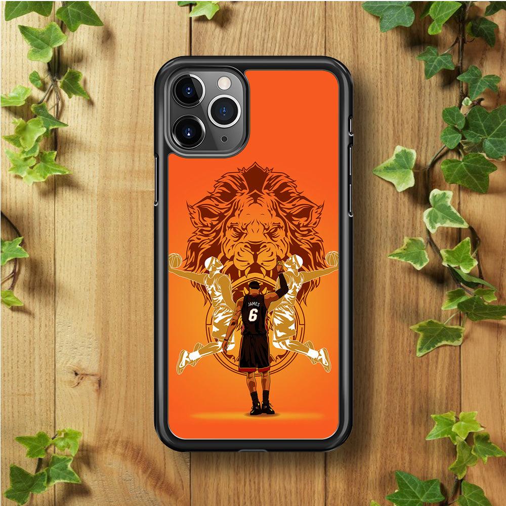 Lebron James Lion Logo iPhone 11 Pro Max Case-Rubber / Black (2D Case)-Xtracase