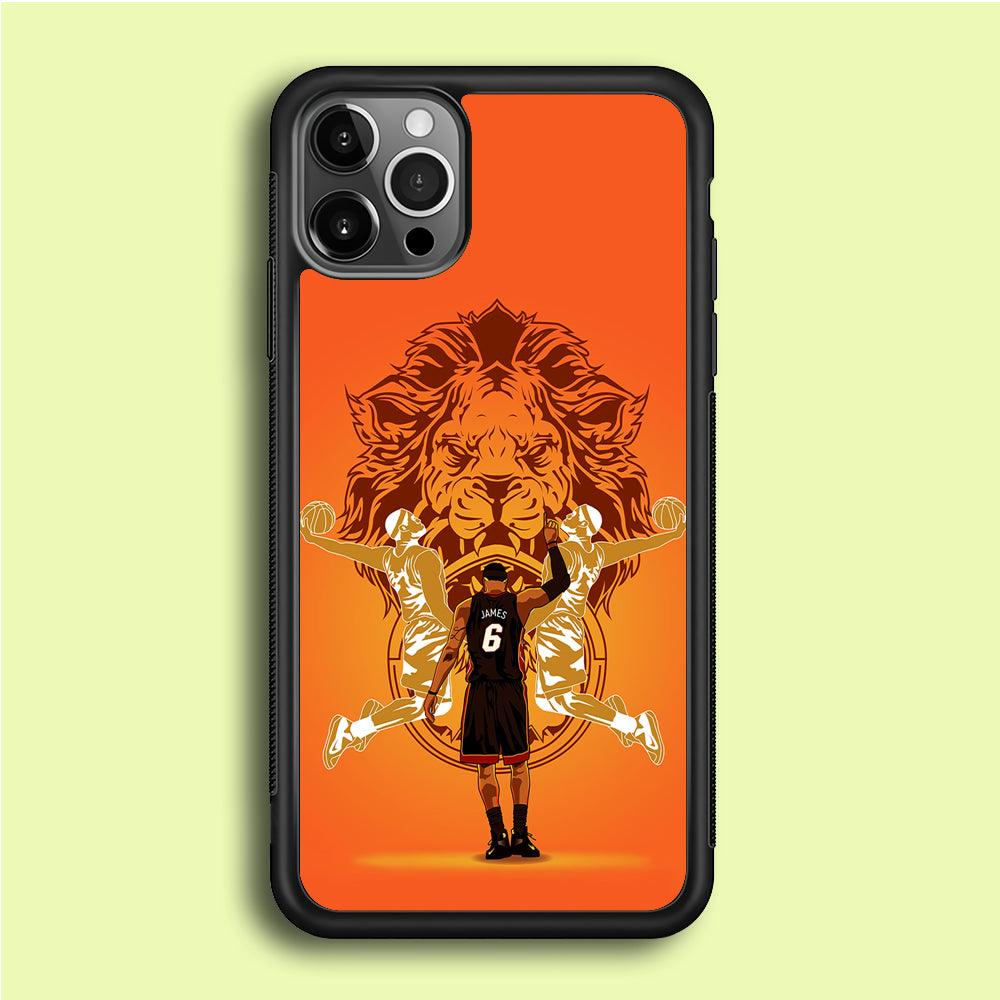 Lebron James Lion Logo iPhone 12 Pro Max Case-Rubber / Black (2D Case)-Xtracase