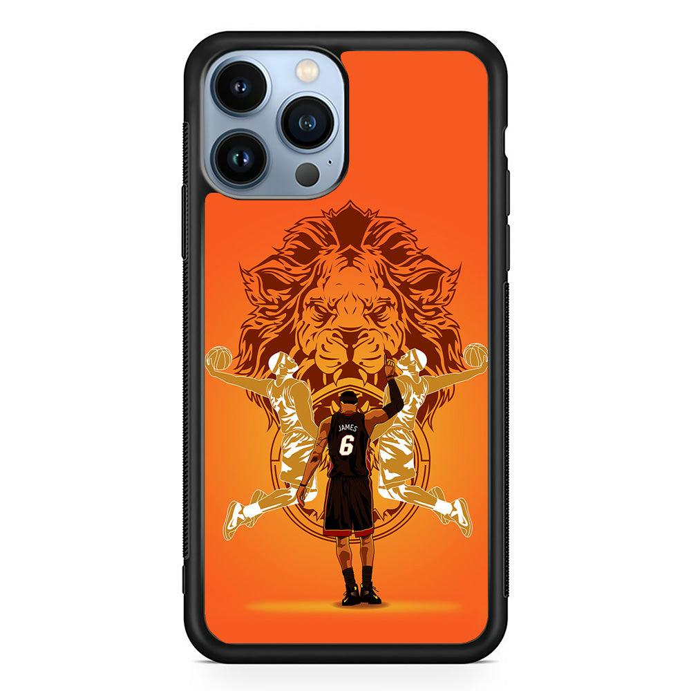Lebron James Lion Logo iPhone 13 Pro Case-Rubber / Black (2D Case)-Xtracase