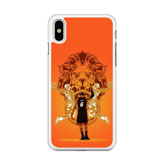 Lebron James Lion Logo iPhone X Case-Rubber / White (2D Case)-Xtracase