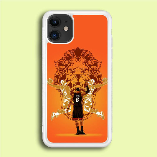 Lebron James Lion Logo iPhone 12 Case-Rubber / White (2D Case)-Xtracase