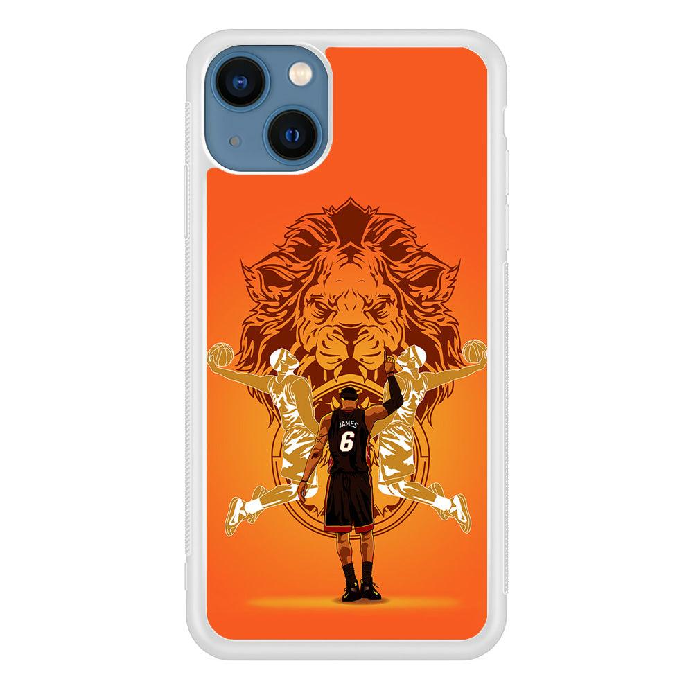 Lebron James Lion Logo iPhone 13 Mini Case-Rubber / White (2D Case)-Xtracase
