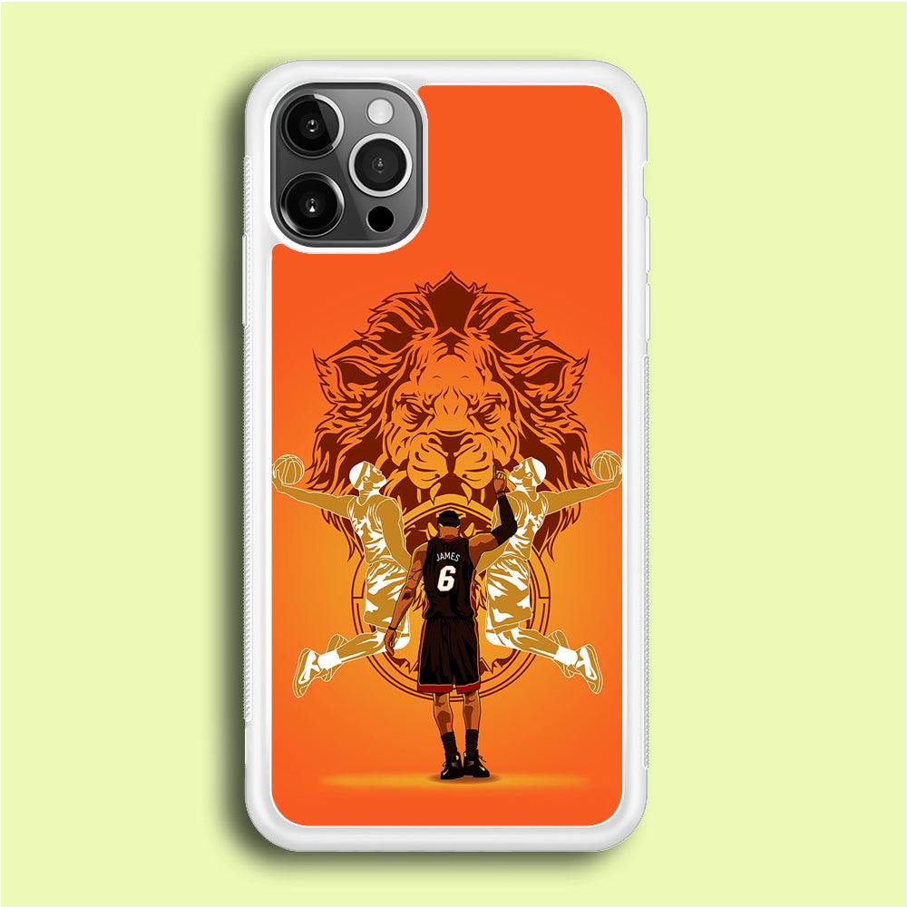 Lebron James Lion Logo iPhone 12 Pro Max Case-Rubber / White (2D Case)-Xtracase