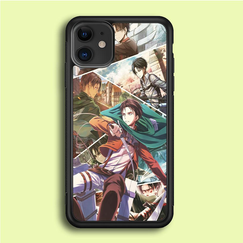Levi Ackerman Collage iPhone 12 Case-Rubber / Black (2D Case)-Xtracase