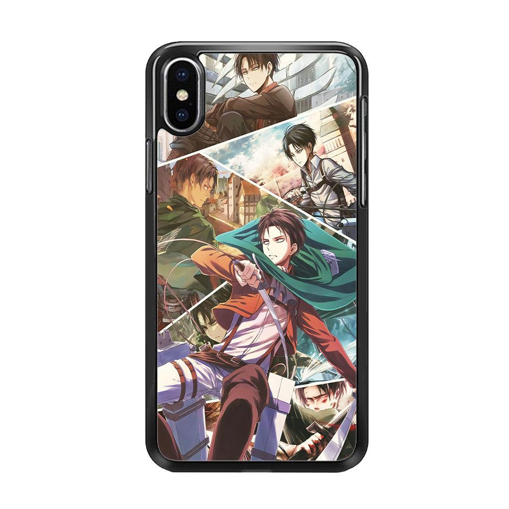 Levi Ackerman Collage iPhone X Case-Rubber / Black (2D Case)-Xtracase