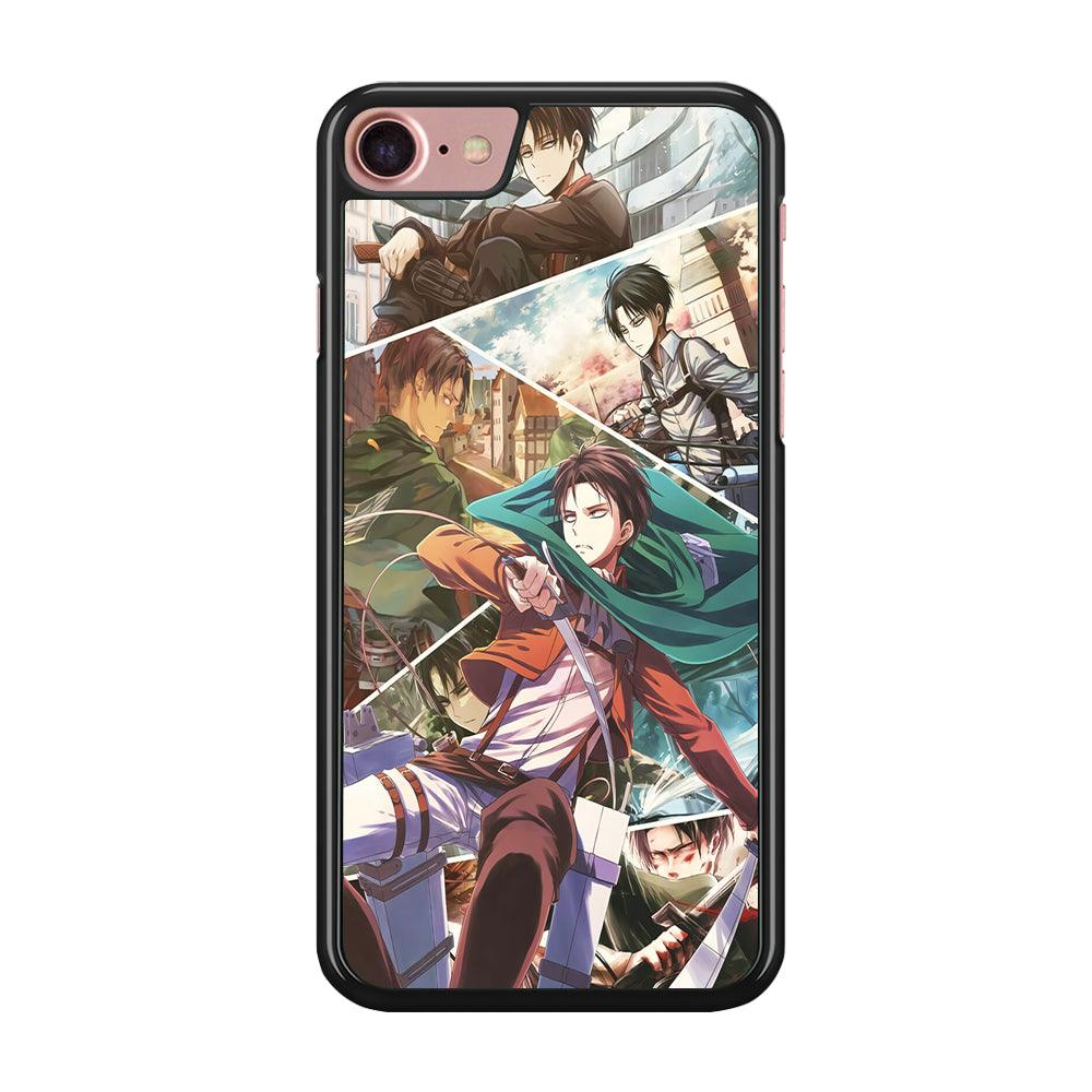 Levi Ackerman Collage iPhone SE 2020 Case-Rubber / Black (2D Case)-Xtracase