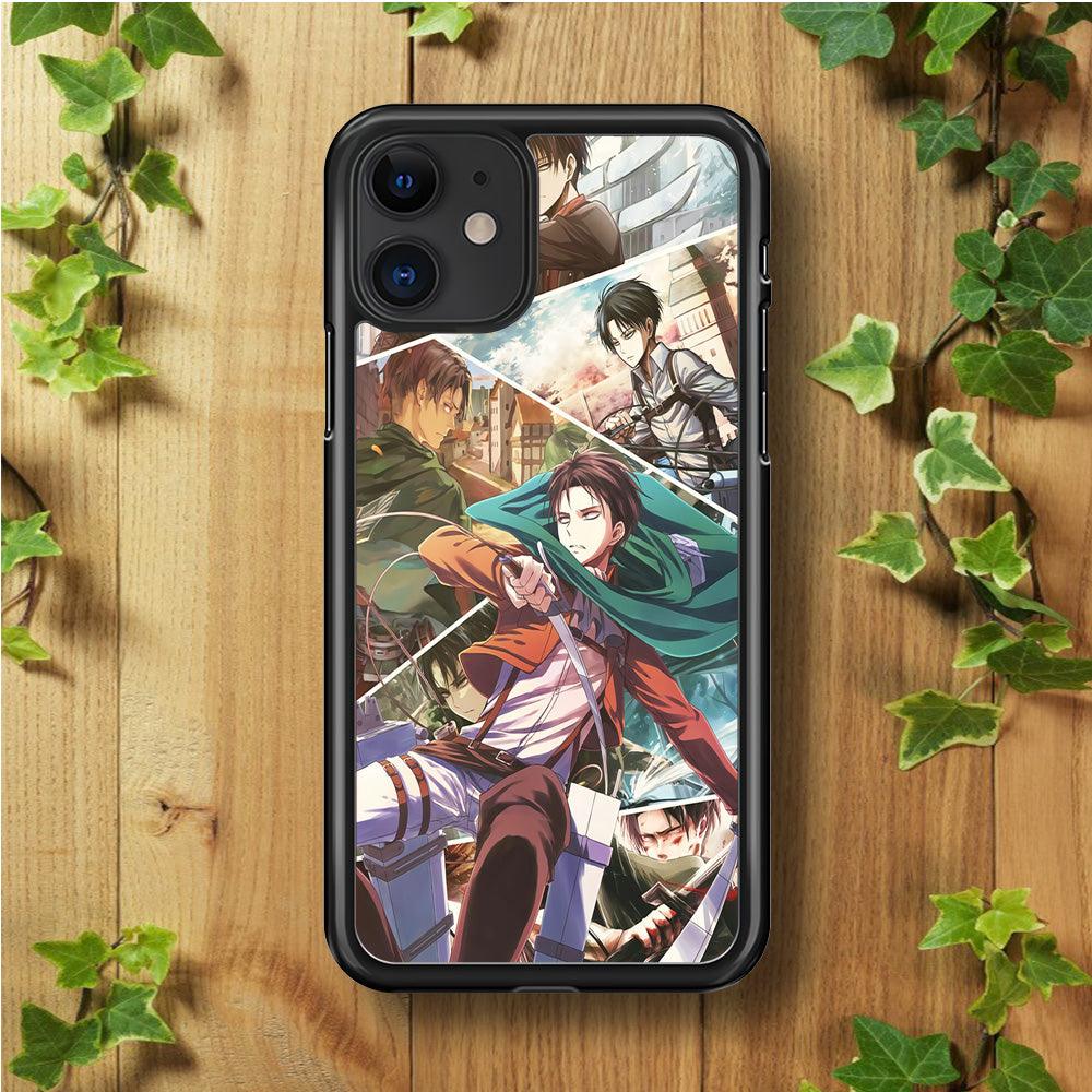 Levi Ackerman Collage iPhone 11 Case-Rubber / Black (2D Case)-Xtracase