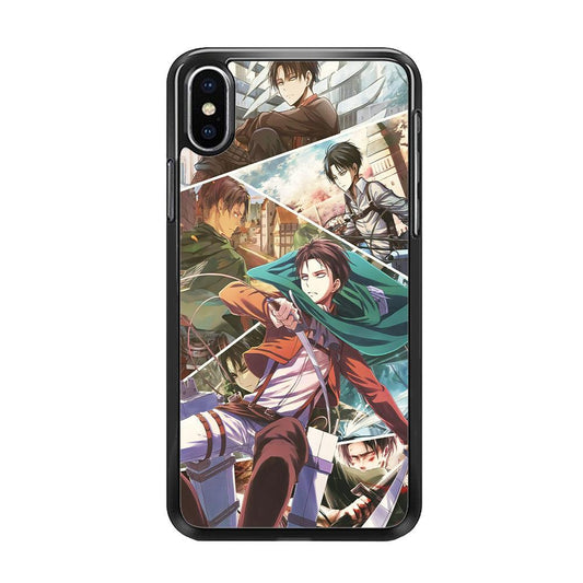 Levi Ackerman Collage iPhone Xs Case-Rubber / Black (2D Case)-Xtracase