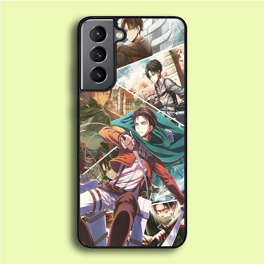 Levi Ackerman Collage Samsung Galaxy S21 Plus Case-Rubber / Black (2D Case)-Xtracase
