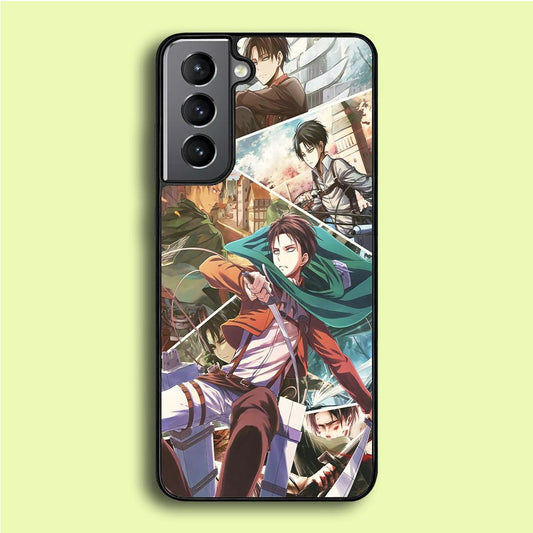 Levi Ackerman Collage Samsung Galaxy S21 Plus Case-Rubber / Black (2D Case)-Xtracase