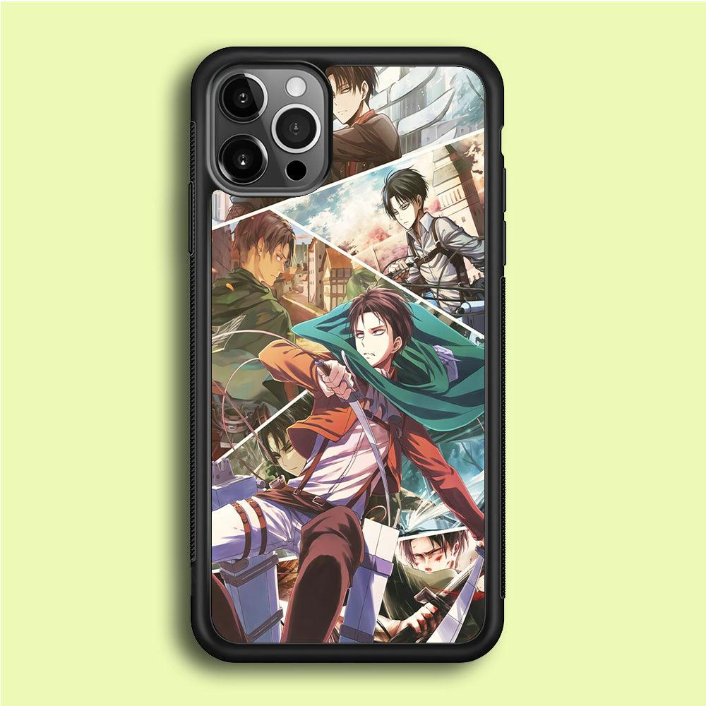 Levi Ackerman Collage iPhone 12 Pro Case-Rubber / Black (2D Case)-Xtracase