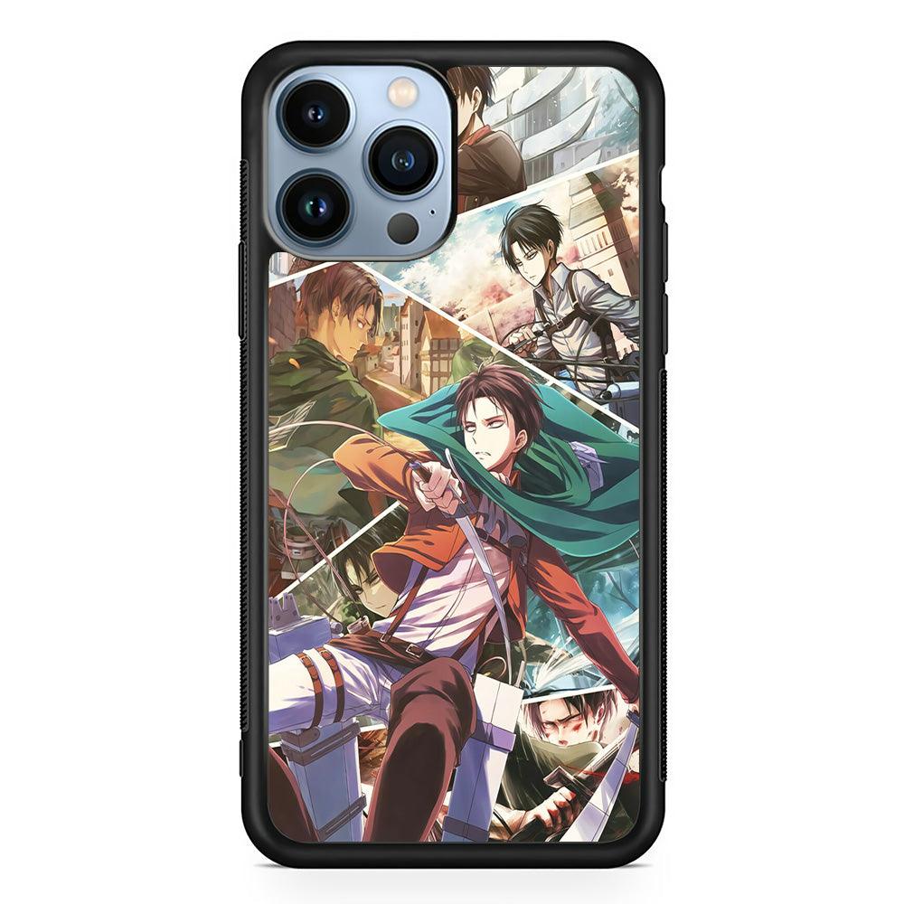 Levi Ackerman Collage iPhone 13 Pro Case-Rubber / Black (2D Case)-Xtracase