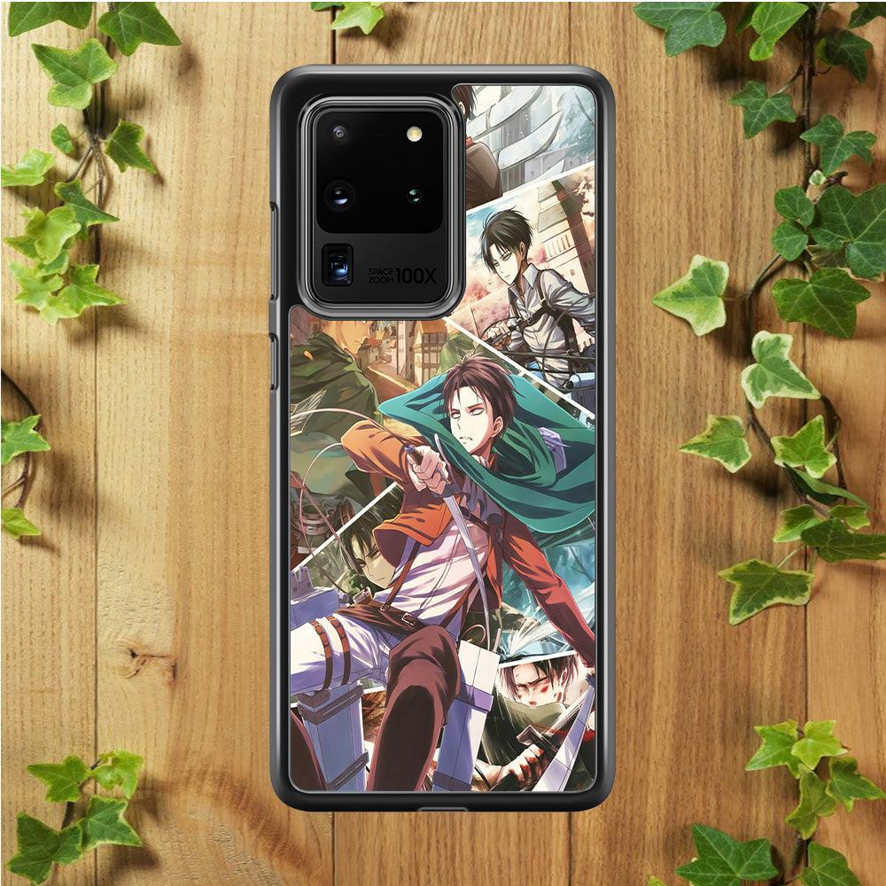 Levi Ackerman Collage Samsung Galaxy S20 Ultra Case-Rubber / Black (2D Case)-Xtracase