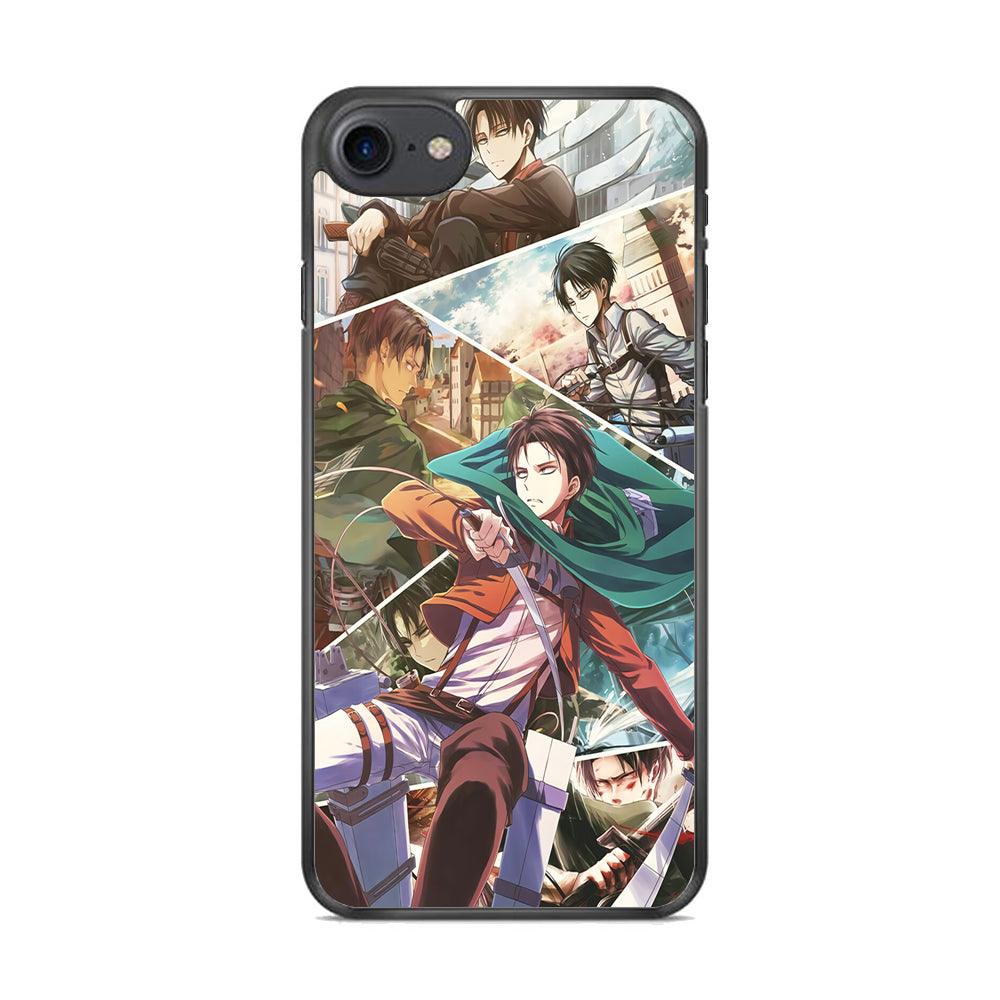 Levi Ackerman Collage iPhone 8 Case-Rubber / Black (2D Case)-Xtracase